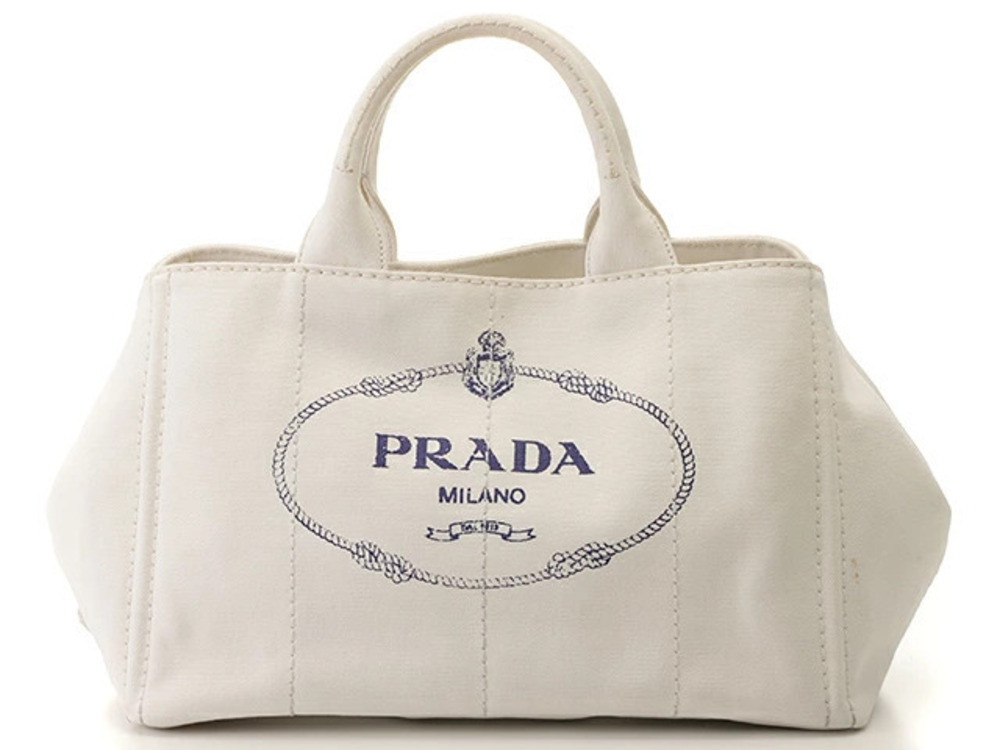 Prada Canapa White Canvas Tote Bag